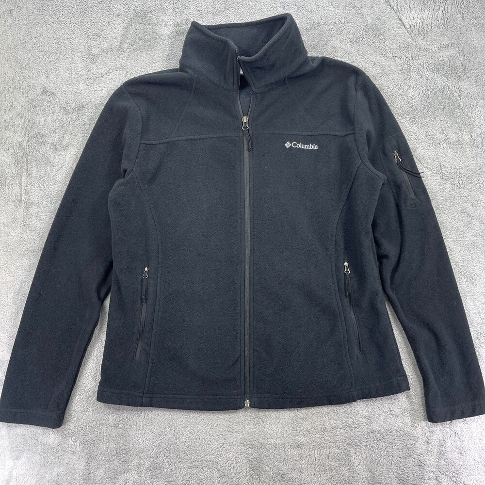 Columbia Benton Springs Fleece Jacket Womens XL Black Soft Cozy Mock Neck Zip Up